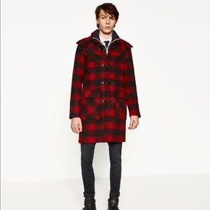 Zara CHECKED DUFFLE COAT
